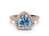 Rose gold Fancy Blue Heart  Cut Halo Pave Band Four-Prong Setting Ring_20