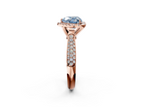 Rose gold Fancy Blue Heart  Cut Halo Pave Band Four-Prong Setting Ring_22