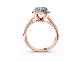 Rose gold Fancy Blue Heart  Cut Halo Pave Band Four-Prong Setting Ring_23