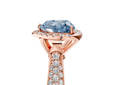 Rose gold Fancy Blue Heart  Cut Halo Pave Band Four-Prong Setting Ring_25