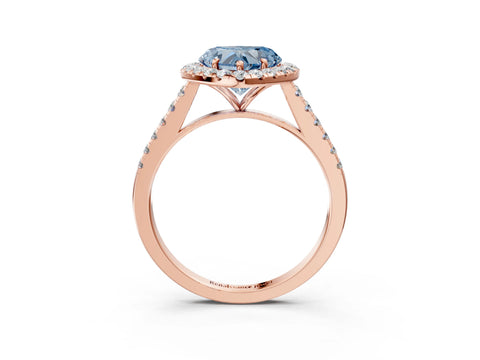 Rose gold Fancy Blue Heart Cut Halo Pave Diamond Engagement Ring with Four-Prong Setting_3