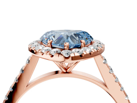 Rose gold Fancy Blue Heart Cut Halo Pave Diamond Engagement Ring with Four-Prong Setting_4