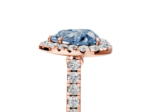 Rose gold Fancy Blue Heart Cut Halo Pave Diamond Engagement Ring with Four-Prong Setting_5
