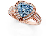 Rose gold Fancy Blue Heart  Cut Halo Pave Split Shank Prong Setting Ring_33