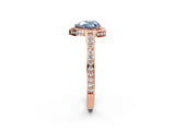 Rose gold Fancy Blue Heart  Cut Halo Pave Split Shank Prong Setting Ring_34