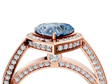 Rose gold Fancy Blue Heart  Cut Halo Pave Split Shank Prong Setting Ring_36