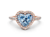 Rose gold Fancy Blue Heart Cut Halo Round Diamond Pavé Band with Four-Prong Setting_3