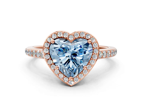 Rose gold Fancy Blue Heart Cut Halo Round Diamond Pavé Band with Four-Prong Setting_3