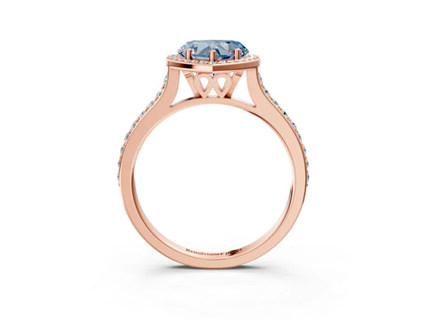 Rose gold Fancy Blue Heart Cut Halo Round Diamond Pavé Band with Four-Prong Setting_6