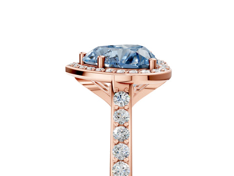 Rose gold Fancy Blue Heart Cut Halo Round Diamond Pavé Band with Four-Prong Setting_8