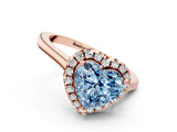 Rose gold Fancy Blue Heart Cut Halo Round Diamond Solitaire Engagement Ring with Pave Band and Four-Prong Setting_12
