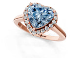 Rose gold Fancy Blue Heart Cut Halo Round Diamond Solitaire Engagement Ring with Pave Band and Four-Prong Setting_13