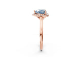 Rose gold Fancy Blue Heart Cut Halo Round Diamond Solitaire Engagement Ring with Pave Band and Four-Prong Setting_14