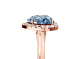 Rose gold Fancy Blue Heart Cut Halo Round Diamond Solitaire Ring with Pavé Band and Four-Prong Setting_17