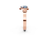 Rose gold Fancy Blue Heart Cut Halo Round Diamond Twist Band with Four-Prong Setting_2