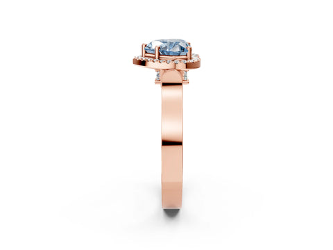 Rose gold Fancy Blue Heart Cut Halo Round Diamond Twist Band with Four-Prong Setting_2