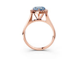 Rose gold Fancy Blue Heart  Cut Halo Solitaire Engagement Ring with Square Band and Four-Prong Setting_116