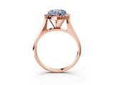 Rose gold Fancy Blue Heart  Cut Halo Solitaire Engagement Ring with Square Band and Four-Prong Setting_69