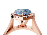 Rose gold Fancy Blue Heart  Cut Halo Solitaire Engagement Ring with Square Band and Four-Prong Setting_70