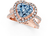 Rose gold Fancy Blue Heart  Cut Halo Split Shank Pave Set Ring_63