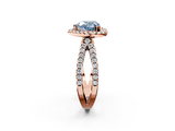 Rose gold Fancy Blue Heart  Cut Halo Split Shank Pave Set Ring_64