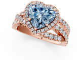 Rose gold Fancy Blue Heart  Cut Halo Split Shank Prong Setting Ring_62