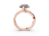 Rose gold Fancy Blue Heart  Cut Halo Split Shank Prong Setting Ring_64