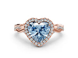 Rose gold Fancy Blue Heart Cut Halo Twist Band with Four-Prong Setting_12