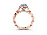 Rose gold Fancy Blue Heart Cut Halo Twist Band with Four-Prong Setting_15