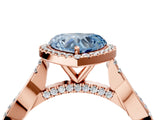 Rose gold Fancy Blue Heart Cut Halo Twist Band with Four-Prong Setting_16