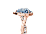 Rose gold Fancy Blue Heart Cut Halo Twist Band with Four-Prong Setting_17