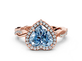 Rose gold Fancy Blue Heart  Cut Halo Twisted Band Four-Prong Ring_20