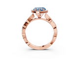 Rose gold Fancy Blue Heart  Cut Halo Twisted Band Four-Prong Ring_23