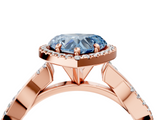 Rose gold Fancy Blue Heart  Cut Halo Twisted Band Four-Prong Ring_24
