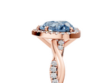 Rose gold Fancy Blue Heart  Cut Halo Twisted Band Four-Prong Ring_25