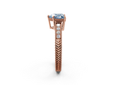 Rose gold Fancy Blue Heart  Cut Milgrain Channel Set Engagement Ring with Solitaire Prong Setting_65