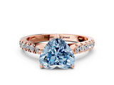 Rose gold Fancy Blue Heart  Cut Pavé Band Solitaire Ring with Four-Prong Setting_25