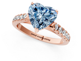Rose gold Fancy Blue Heart  Cut Pavé Band Solitaire Ring with Four-Prong Setting_26