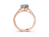 Rose gold Fancy Blue Heart  Cut Pavé Band Solitaire Ring with Four-Prong Setting_28