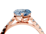 Rose gold Fancy Blue Heart  Cut Pavé Band Solitaire Ring with Four-Prong Setting_29
