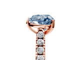 Rose gold Fancy Blue Heart  Cut Pavé Band Solitaire Ring with Four-Prong Setting_30