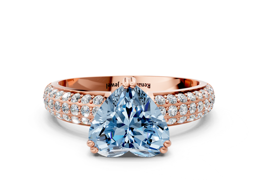 Rose gold Fancy Blue Heart  Cut Pave Diamond Engagement Ring with Channel Set Band and Four-Prong Setting_20