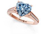 Rose gold Fancy Blue Heart Cut Solitaire Cathedral Diamond Engagement Ring with Channel-Set Band and Four-Prong Setting_4