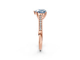 Rose gold Fancy Blue Heart Cut Solitaire Cathedral Diamond Engagement Ring with Channel-Set Band and Four-Prong Setting_5