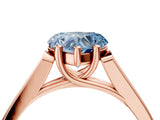 Rose gold Fancy Blue Heart Cut Solitaire Cathedral Diamond Engagement Ring with Channel-Set Band and Four-Prong Setting_7