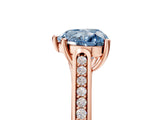 Rose gold Fancy Blue Heart Cut Solitaire Cathedral Diamond Engagement Ring with Channel-Set Band and Four-Prong Setting_8