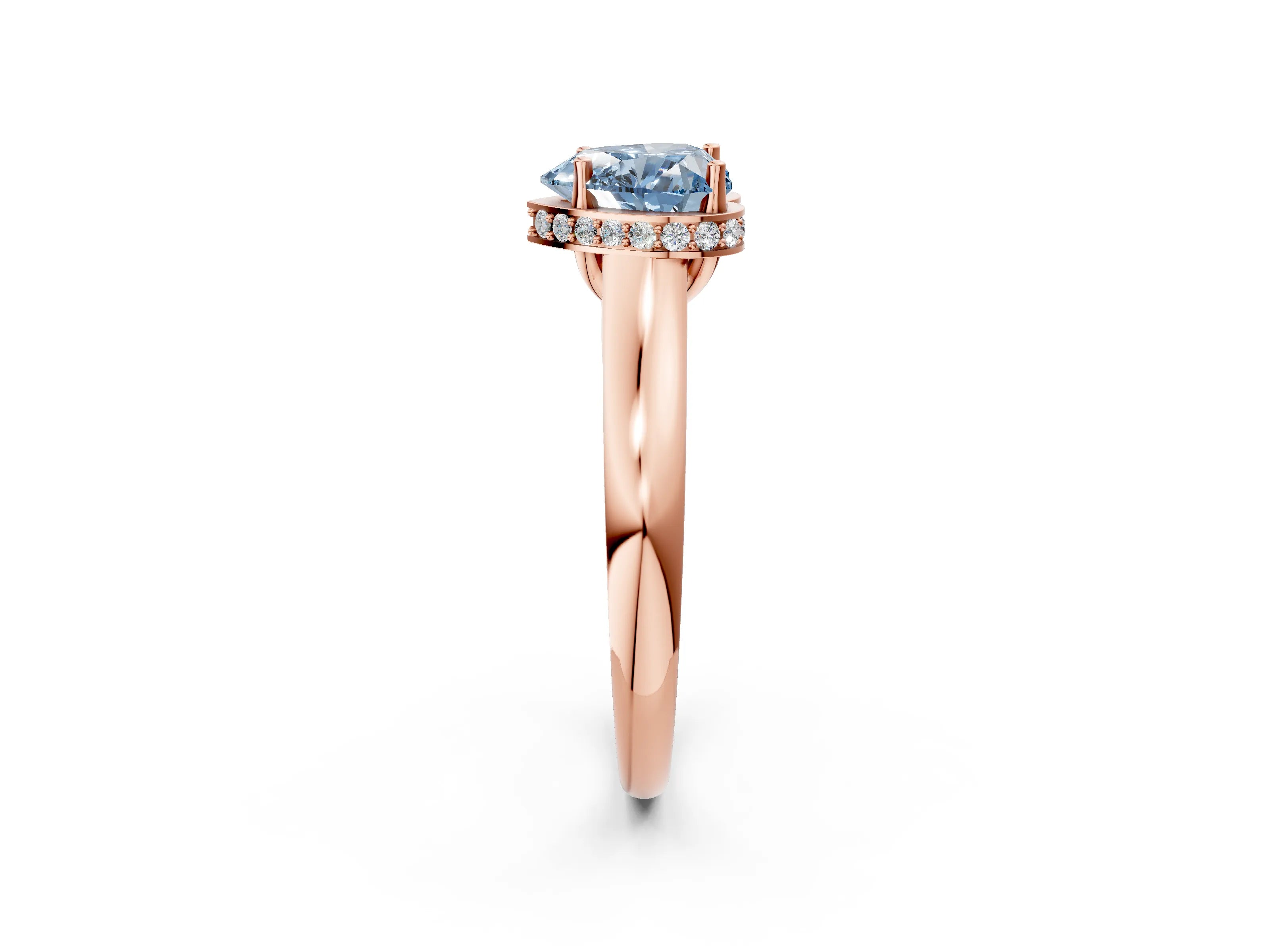 Rose gold Fancy Blue Heart Cut Solitaire Diamond Engagement Ring with Four-Prong Setting and Tapered Band_2