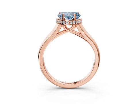 Rose gold Fancy Blue Heart Cut Solitaire Diamond Engagement Ring with Four-Prong Setting and Tapered Band_3
