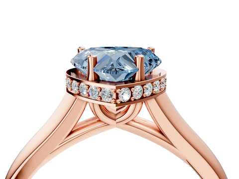 Rose gold Fancy Blue Heart Cut Solitaire Diamond Engagement Ring with Four-Prong Setting and Tapered Band_4