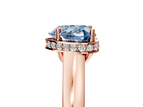 Rose gold Fancy Blue Heart Cut Solitaire Diamond Engagement Ring with Four-Prong Setting and Tapered Band_5
